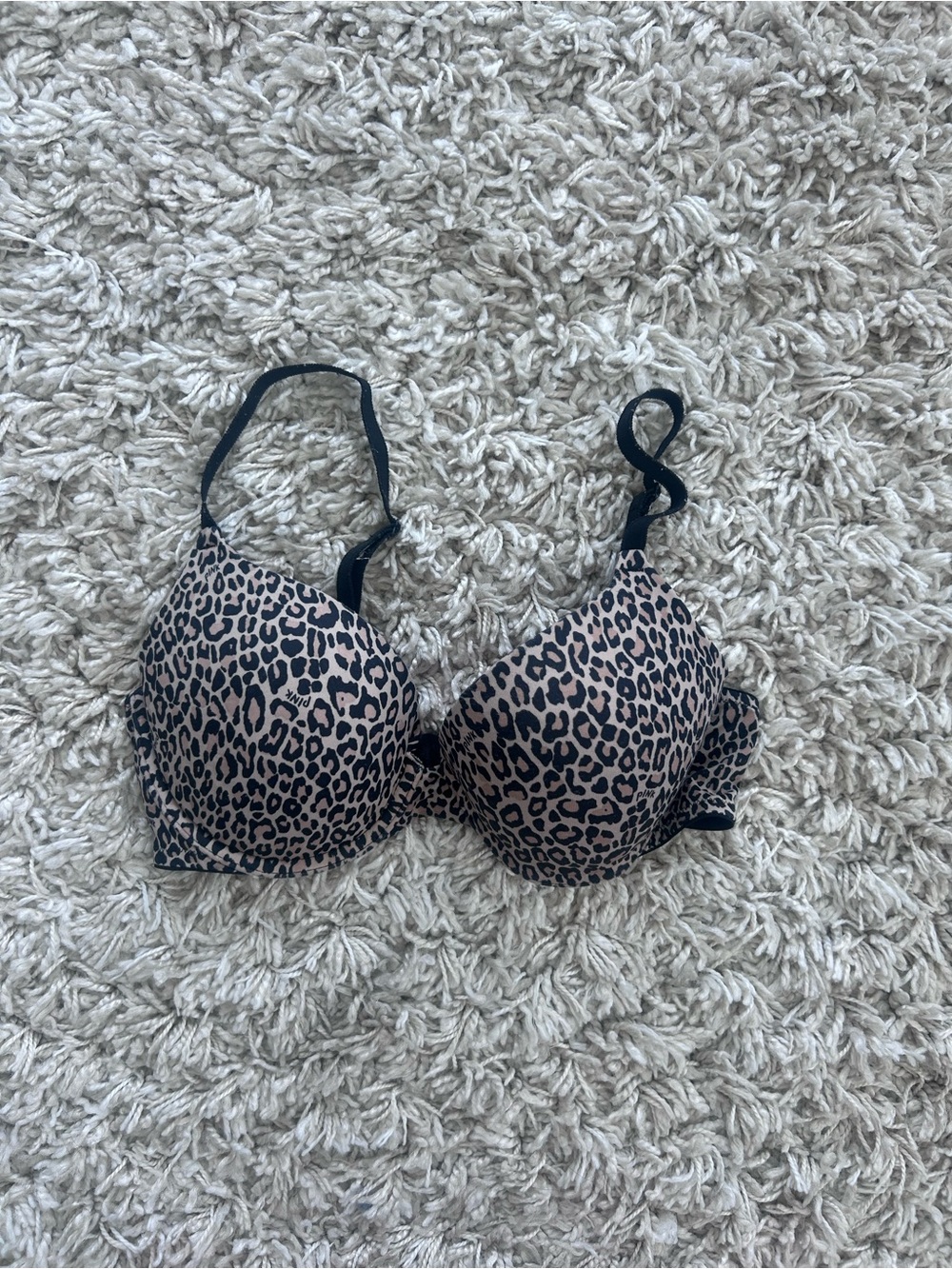 PINK Victoria's Secret Leopard Print T-Shirt Bra - Tan & Black